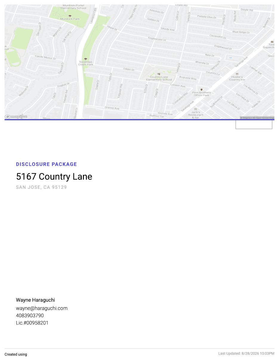 Disclosure package cover for 5167 Country Lane